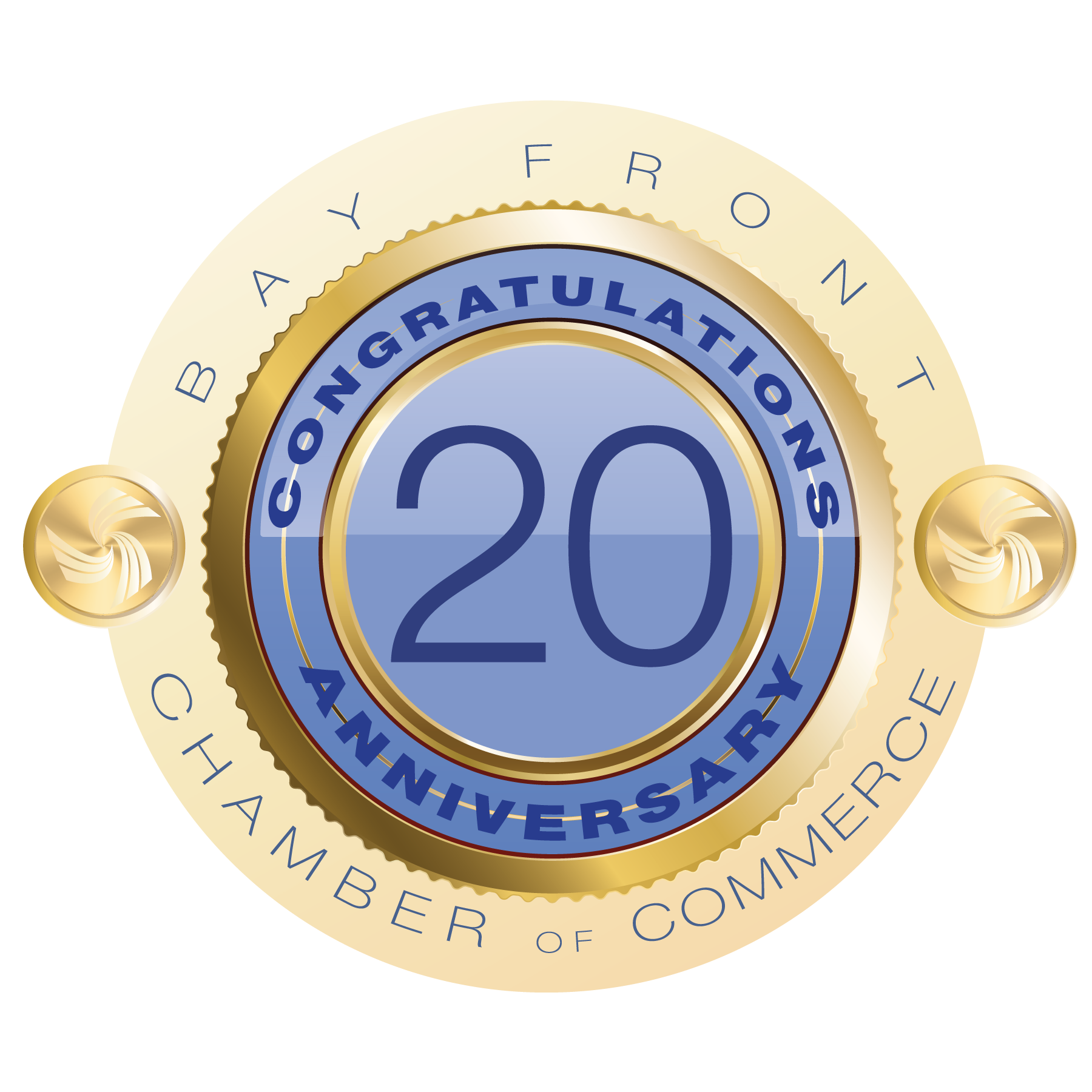 Communications Team powered by Malaga Corp Bay-Front-Chamber-Anniversary-Badge.20-YEARS